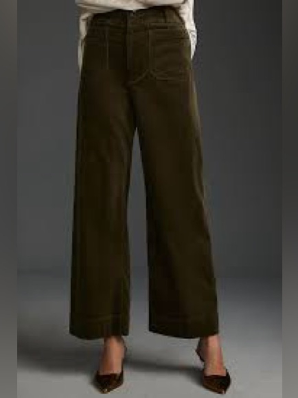 The Colette Corduroy Cropped Wide Leg Pant in Brown size 29